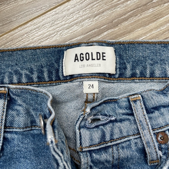AGOLDE Women’s Riley Crop High Waist Fly Button Denim Jeans Sz 24 EUC - Picture 8 of 13